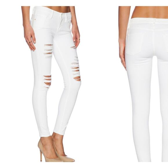 Frame Denim Le Skinny de Jeans White Distressed Le Color Rip Blanc 24 - Picture 1 of 12
